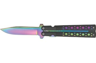 Image of Miscellaneous Rainbow Assisted Opening Folding Knife,4.875in closed,Assisted Opening Blade,Black Composition Handle M3726