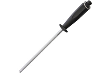 Image of Miscellaneous Sharpening Steel 8in, 13in Overall, Black Synthetic Handle, 8in Steel Sharpening Rod, Hanging Ring, Black, E0128-8"
