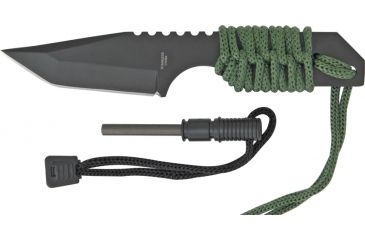 Image of Miscellaneous Small Survival Fixed Blade Knife,3.125in,Tanto Blade,Green Cord Wrapped Handle M3372