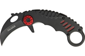 Image of Miscellaneous Speed Assisted Karambit Folding Knife,2.25in,Black Coated Stainless Blade,Black Anodized Alum Handle/Red Trim M4060