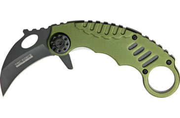 Image of Miscellaneous Speed Assisted Karambit Folding Knife,2.25in,Black Coated Stainless Blade,Olive Green Anodized Alum Handle/Black Trim M4085