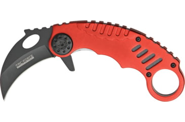 Image of Miscellaneous Speed Assisted Karambit Folding Knife,2.25in,Black Coated Stainless Blade,Red Anodized Alum Handle/Black Trim M4087