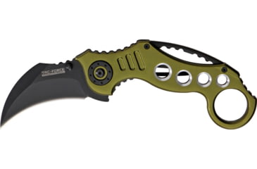 Image of Miscellaneous Speed Assisted Karambit Folding Knife,2.375in,Assisted Opening Curved Blade,Olive Green Anodized Alum Handle M3837