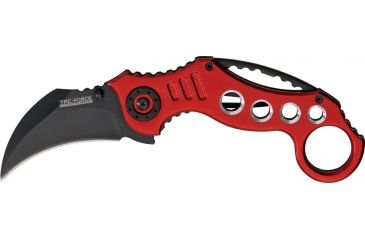 Image of Miscellaneous Speed Assisted Karambit Folding Knife,2.375in,Assisted Opening Curved Blade,Red Anodized Alum Handle M3839