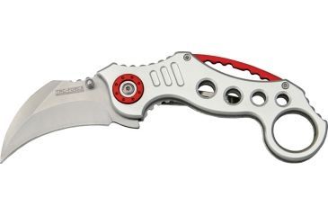 Image of Miscellaneous Speed Assisted Karambit Folding Knife,2.375in,Assisted Opening Curved Blade,Silver Anodized Alum Handle M3840