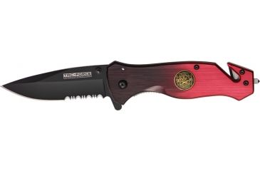 Image of Miscellaneous Speed Assisted Two Tone Folding Knife,3.25in,Drop Point Blade,Black And Red Anodized Alum Handle M3894
