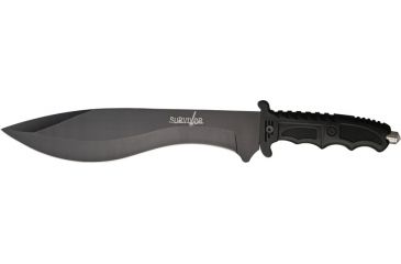 Image of Miscellaneous Survival Fixed Blade Knife,9.625in,Modified Kukri Blade,Textured Black Fingergrooved Handle M4138