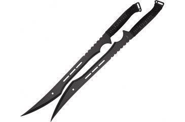 Image of Miscellaneous Twin Sword Set, 19.75in Partially Serrated,Black Nylon Wrapped Handle M4233