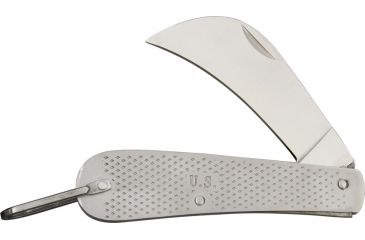 Image of Miscellaneous US Linerlock Folding Knife,3in,Hawkbill Blade,Stainless Handle/Bail MI192