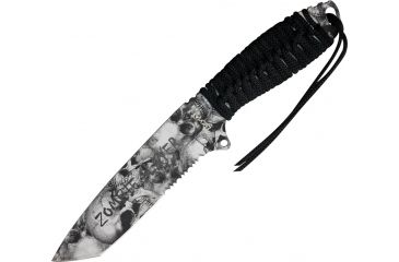 Image of Miscellaneous Zombie Slayer Hunter Fixed Blade Knife,6in,Tanto Blade,Black Cord Wrapped Handle MI74423