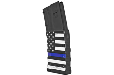 Image of Mission First Tactical Extreme Duty Rifle Magazine, AR15, 5.56x45mm/.223 Rem/.300 AAC, 30 Rounds, Blue Line Flag, EXDPM556D-AMB1-30RD