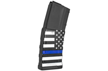Image of Mission First Tactical Extreme Duty Rifle Magazine, AR-15, 5.56x45mm/.223 Rem/.300 AAC, 30 Round, Blue Line Flag, 1 Pack, Polymer, EXDPM556D-AMB1-30RD