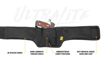 Image of Mission First Tactical Ultralite Belly Band Holster, Universal, Ambidextrous, Black, 26'' To 52'', H6-BB-3