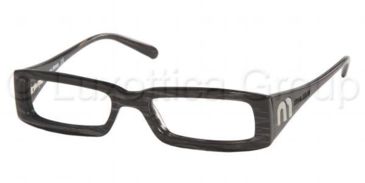 Image of Miu Miu Eyeglasses MU05EV with No-Line Progressive Rx Prescription Lenses, Select Frame Color / Lens Diameter Striped Black Frame / 50 mm Prescription Lenses