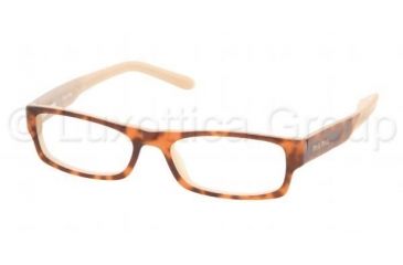 Image of Miu Miu Eyeglasses MU17FV with No-Line Progressive Rx Prescription Lenses, Select Frame Color / Lens Diameter Tortoise-Linen Frame / 50 mm Prescription Lenses