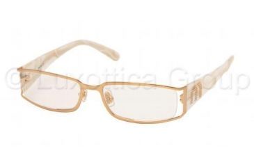 Image of Miu Miu MU66EV Progressive Eyeglasses - Shiny Brass Demo Lens Frame w/ 50 mm Diameter Lenses, 7OE1O1-5016