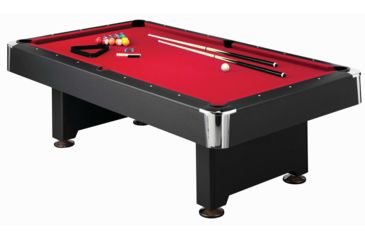 Image of Mizerak 8' Donovan II - Slate Billiard Table, Black w/ Red Table Cover P5223W1