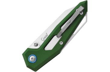 Image of MKM Edge Green Folding Knife, 4in Closed, 3in Satin Elmax Steel Blade, Green Aluminum Handle, MK EGL-AGR