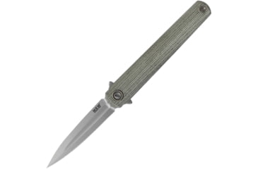 Image of MKM Flame Framelock Dagger Micarta Folding Knife, 2.88 sand blast finish Bohler M390 stainless dagg, Green canvas micarta handle with sand blast finish, MK FL02-GCT