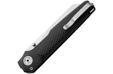 Image of MKM Miura Button Lock Folding Knife, 2.75in, Stonewash Fnish CPM MagnaCut Stainless Sheepsfoot Blade, Black Textured Aluminum Handle., MK MI-ABK