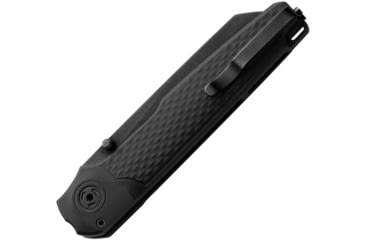 Image of MKM Miura Button Lock Folding Knife, 2.75in, Black Stonewash Fnish CPM MagnaCut Stainless Sheepsfoot Blade, Black Textured Aluminum Handle., MK MI-ABKB