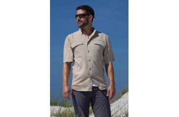 Image of Mojo Sportswear Company Coastal Linen Shirt Short Sleeve - Mens, Dune, 4XL, Dune - XXXXL - CSTL SHT SS