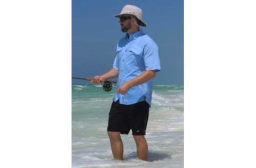 Image of Mojo Sportswear Company Coastal Linen Shirt Short Sleeve - Mens, Heron Blue, Medium, HRNBL - M - CSTL SHT SS