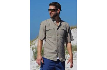 Image of Mojo Sportswear Company Coastal Linen Shirt Short Sleeve - Mens, Oyster, 4XL, Oyster - XXXXL - CSTL SHT SS
