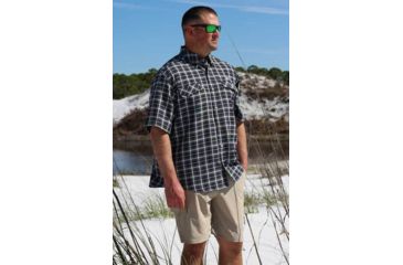 Image of Mojo Sportswear Company Coastal Plaid Shirt Short Sleeve - Mens, Octopus Ink, Large, OCTIN - L - CPLS SS