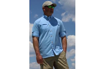 Image of Mojo Sportswear Company Mr. Big Performance Vented Shirt Long Sleeve - Mens, Heron Blue, Small, HRNBL - S - MBPRFVS