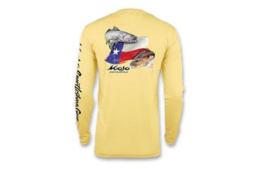 Image of Mojo Sportswear Company Wireman X Redfish/Trout TX Flag - Mens, Yellowtail, Medium, YLWTL - M - MJWRMNXRTTXF