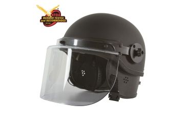 Image of Monadnock Poycarbonate Half Shell Non-Ballistic Riot Helmet,Black w/Face Shield, 1181824
