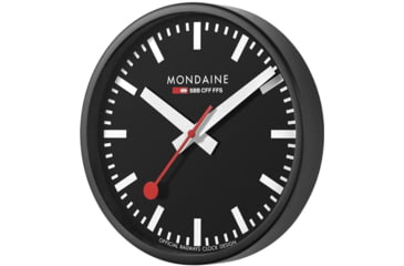 Image of Mondaine Offical Swiss Railway Wall Clock, Black, 25cm, A990.CLOCK.64SBB