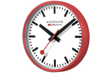 Image of Mondaine Offical Swiss Railway Wall Clock, Red, 25cm, A990.CLOCK.11SBC