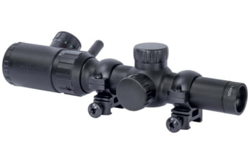 Image of Monstrum 1-4x20 Rifle Scope with Rangefinder Reticle and Medium Profile Scope Rings, Black, S1420-R-RG