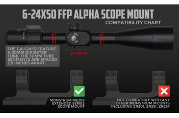 Image of Monstrum Alpha Series 6-24x50 First Focal Plane FFP Rifle Scope with MOA Reticle, Black, GA62450-BLK