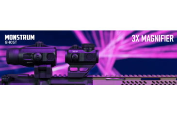 Image of Monstrum Ghost 3X Prism Magnifier w/ Flip-to-Side Mount, Type III Hard Anodized, Black, PG3X-B