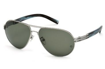 Image of Mont Blanc MB401S Sunglasses - Shiny Light Ruthenium Frame Color, Green Lens Color