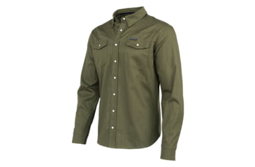 Image of Montana Knife Company MAIN STREET PEARL SNAP LONG SLEEVE - OLIVE KNIFE PRINT 27AF77AA, MKC-001355