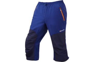 Image of Montane Alpine Stretch Capri Pant - Men's-Antarctic Blue/Tangerine-Small