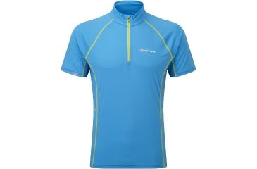 Image of Montane Sonic Zip T-Shirt - Men's-Blue spark/Kiwi-Small