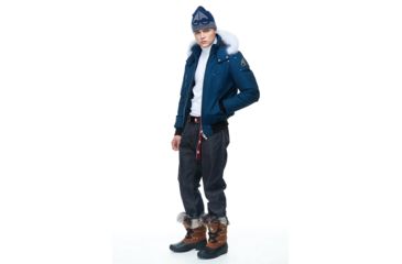 Image of Moose Knuckles Ballistic Bomber - Men's, Jasper Blue/Natural Fox, Extra Large, MK2000-MB-450-XL