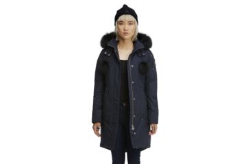 Image of Moose Knuckles Stirling Parka - Women's-Navy/Black Fur-X-Large