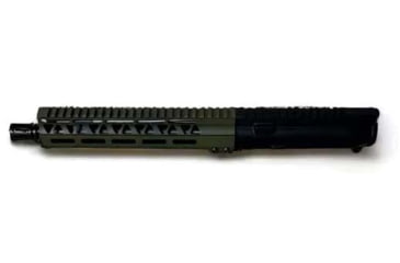 Image of Moriarti Upper Receiver with Flash Hider, AR-15, .300 Blackout, 10.5 inch Barrel, Medium Profile, Pistol Length, 1x7 Twist, 5/8X24 Thread, M-LOK Handguard, A2 Flash Hider, Hardcoat Anodized, Black/ Od Green, MAR-300-10-BLK-ODG-A2