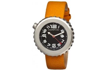 Image of Morphic 1303 M13 Series Mens Watch, Black Dial w/ Orange Leather Band, Stainless Steel Case MPH1303