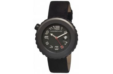 Image of Morphic 1304 M13 Series Mens Watch, Black Dial w/ Black Leather Band, Stainless Steel Case MPH1304