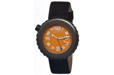 Image of Morphic 1305 M13 Series Mens Watch, Orange Dial w/ Black Leather Band, Black Stainless Case MPH1305