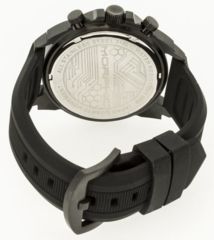 Image of Morphic Mens M19 Series Full-Function Chronograph Silicone Strap Watch Black Bezel, Black/Circle-shaped Case, Black/analog Dial, Black Hands MPH1904