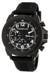 Image of Morphic Mens M19 Series Full-Function Chronograph Silicone Strap Watch Black Bezel, Black/Circle-shaped Case, Black/analog Dial, Black Hands MPH1904