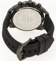 Image of Morphic Mens M19 Series Full-Function Chronograph Silicone Strap Watch Black Bezel, Black/Circle-shaped Case, Black/analog Dial, Black Hands MPH1905